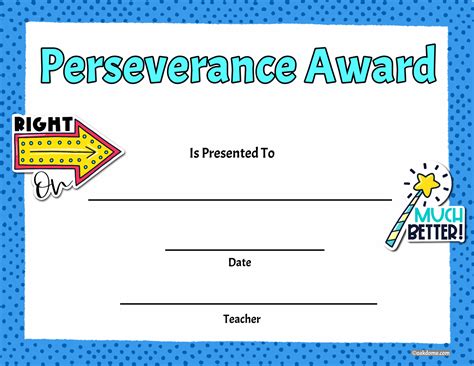 Free Fast Student Award Generator Perseverance Award