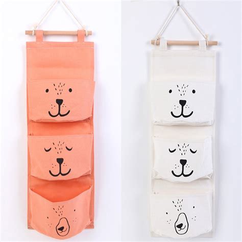 Ouyou Sac De Rangement Suspendu En Tissu De Lin B B Poches