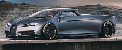 Bugatti Chiron Ute Rendering Moves W16 Engine in the Front for Hauling Purposes - autoevolution