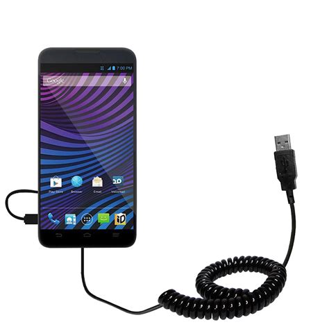 Coiled Power Hot Sync Usb Cable Suitable For The Zte Vital With Both Data And Charge Features
