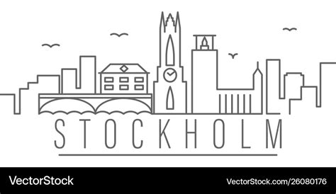 Stockholm City Outline Icon Elements Cities Vector Image