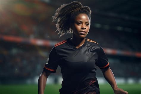 Premium AI Image | Black Female Soccer Player During Match