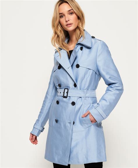 Womens Belle Trench Coat In Comet Blue Superdry Trench Coat Trench Coats Women Blue