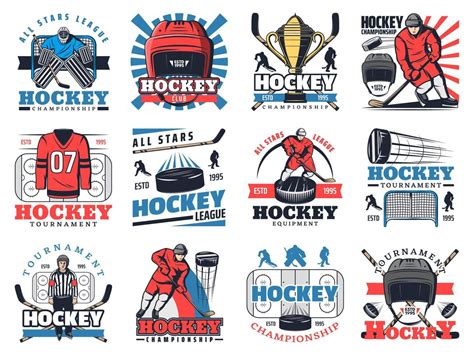 Ice Hockey Sport Championship Icons 16137009 Vector Art At Vecteezy