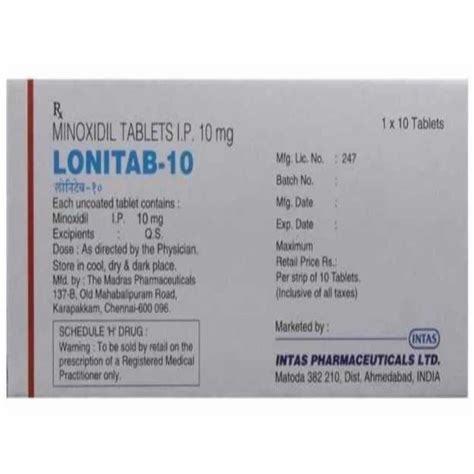 Lonitab Minoxidil Tablets Mg Intas Pharmaceuticals Ltd At Rs