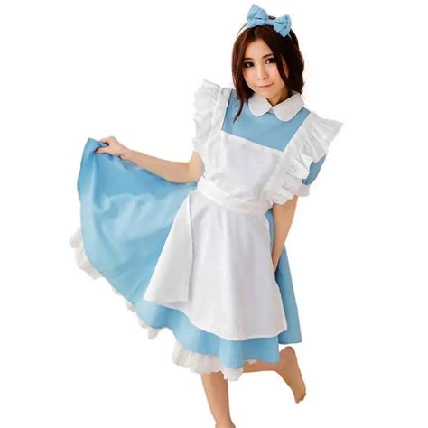 Venda Hot Sexy Mulheres C U Azul Da Empregada Dom Stica Avental Franc S Maid Servo Traje Vestido