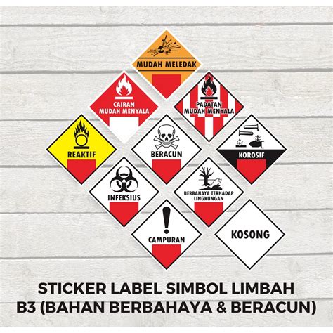 Jual Sticker Label Tanda Simbol Limbah B3 Stiker Bahan Berbahaya Dan Beracun 10 X 10 Cm Shopee