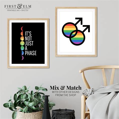 Gay Symbol Poster Pride Rainbow Lgbt Couple Print Printable Etsy