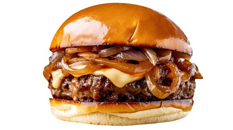 Delicious Caramelized Onion Burger On Transparent Background 27143817 Png
