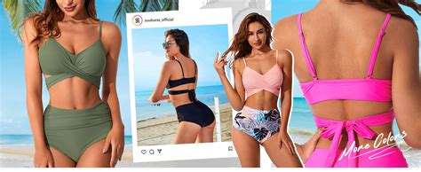 Amazon Suuksess Women Wrap Bikini Set Push Up High Waisted Piece Swimsuits Clothing