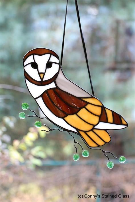 Stained Glass Barn Owl Glass Suncatcher Etsy Stained Glass Birds Stained Glass Suncatchers