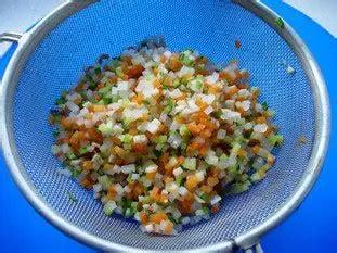 Glossary (talk like a chef): Brunoise (tiny diced vegetables as garnish)