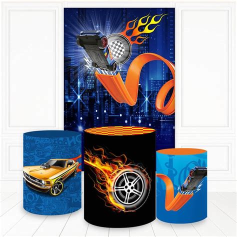 Painel Retangular e Capas Tecido Sublimado Hot Wheels FKPC 1448 Felicitá Desfiado Hot Painel