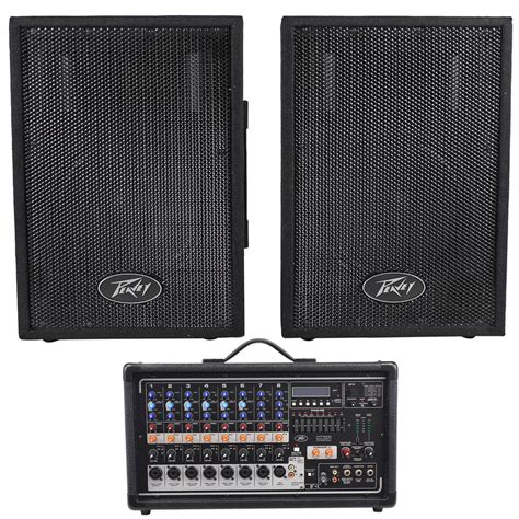 Peavey Pvi8500 400 Watt 8 ch.Powered Mixer w/ Bluetooth+2) Peavey PVi10 Speakers - Walmart.com