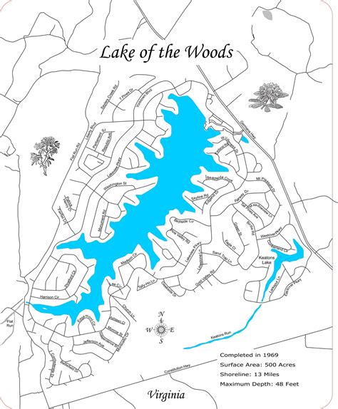 Lake of the Woods, Virginia - Laser Cut Wood Map| Personal Handcrafted ...