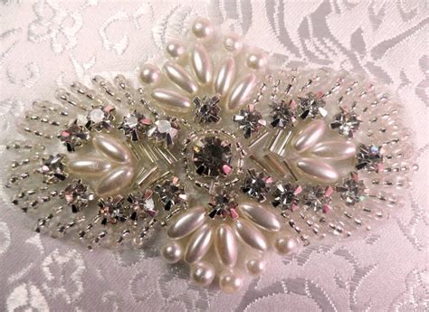 JB Hot Fix Silver Pearl Beaded Rhinestone Applique For Etsy