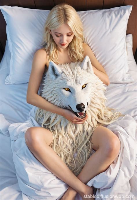Werewolf Hugging Blonde Woman Stable Diffusion Online
