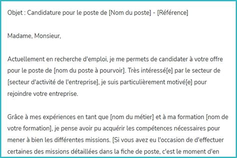 Mod Le De Lettre De Candidature Spontan E Gratuite