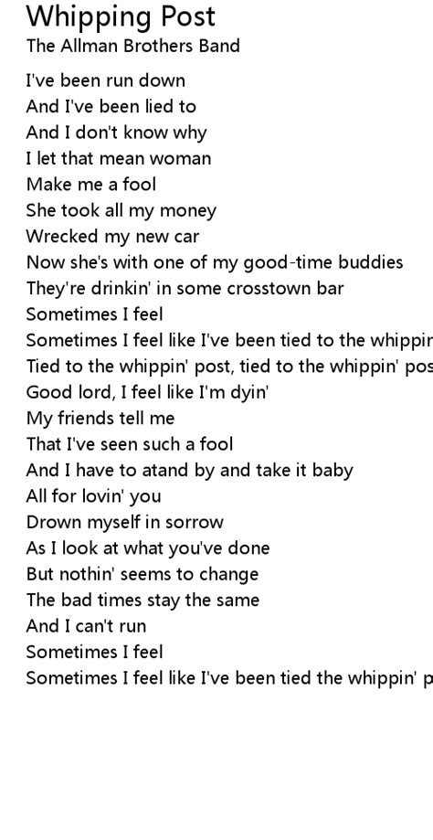 Whipping Post Lyrics - Follow Lyrics
