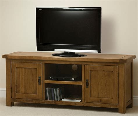 Original Rustic Wide Tv Cabinet In Solid Oak Oak Furniture Land