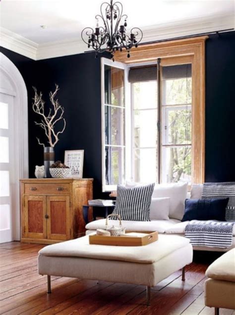 Blue Walls With Wood Trim