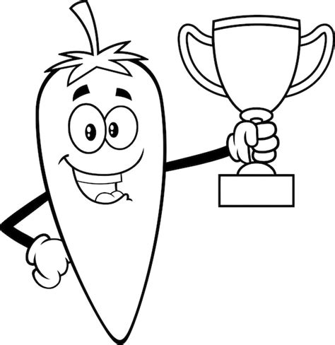 Descrito Happy Hot Chili Pepper Personaje De Dibujos Animados Con Una Taza Vector Ilustraci N