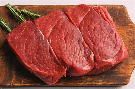 Premium Photo Fresh Cow Fillet On Wooden Board Raw Beef Meat Displayed