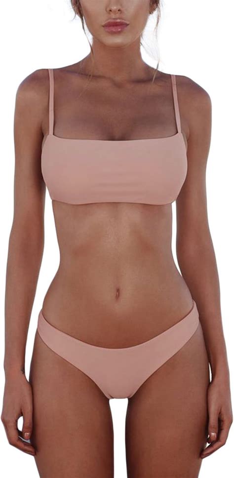 Cassiecy Damen Bikini Set Push Up Bustier Zweiteilig Sommer Sportliches Bademode Strand Bikini