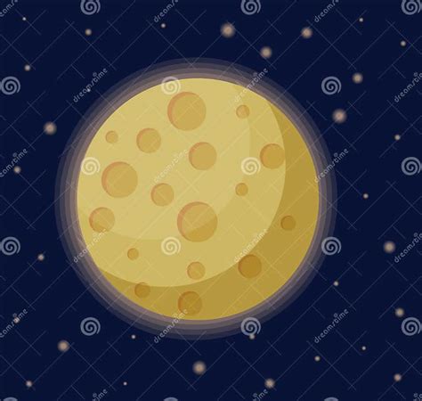 Realistic Full Moon Detailed Vector Illustration Stock Vector