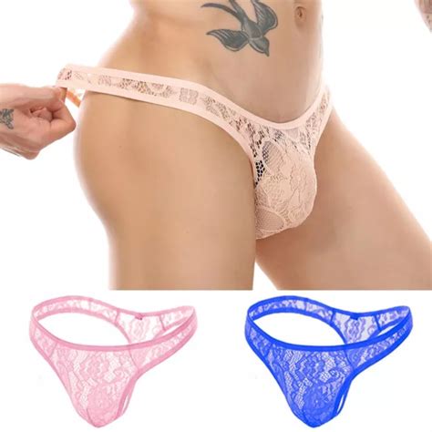 New Men Lace Sheer Bulge Pouch G String Bikini Thong Briefs Underpant Underwear Picclick Uk