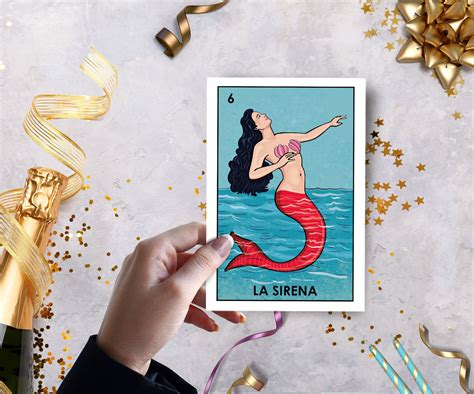 La Sirena Tarjeta La Sirena Tarjeta Loteria Loteria Etsy