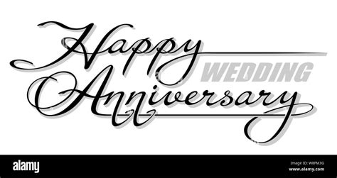 Underscore Handwritten Text Happy Wedding Anniversary With Shadow Hand