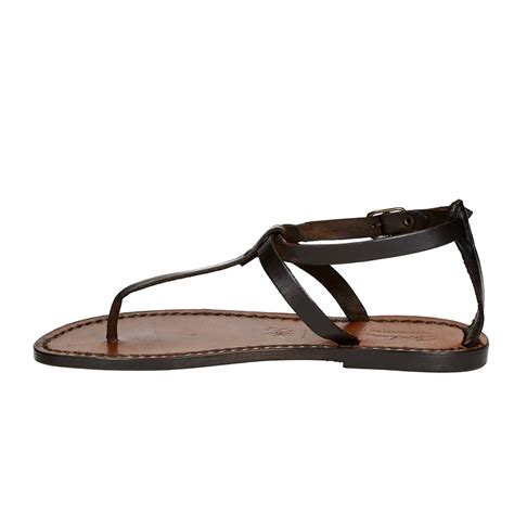 Damen Riemchen Sandalen Aus Dunkelbraunem Leder In Italien Von Hand