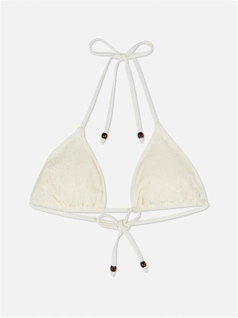 Haut de bikini en crochet Écru Primark