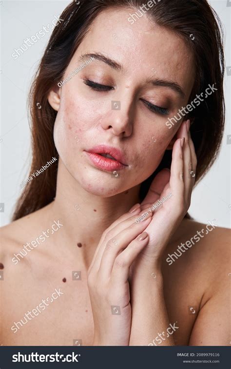 Woman Naked Shoulders Nude Makeup Posing Stock Photo Shutterstock