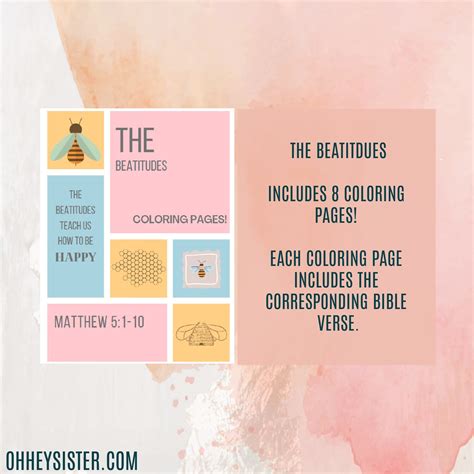 Printable Beatitudes Coloring Pages Childrens Bible Study Verses
