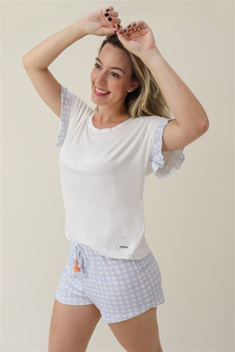 Short doll manga curta em viscose Cor Amor 12764 Elêva Lingerie e Pijamas