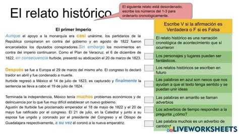 El Relato Hist Rico Interactive Activity Relato Historico Pasos Para