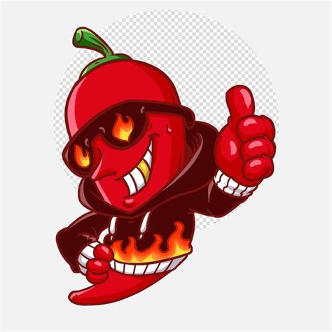 Premium PSD Hot Chili Flavour In Fire Cartoon Character