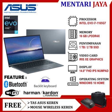 Jual Asus Zenbook Ux Eal Intel Evo I G Ram Gb Tb Ssd Full