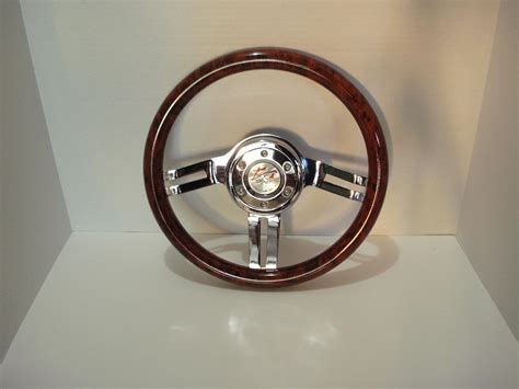 Amazon Universal Fit Custom 6 Bolt Woodgrain Chrome Steering Wheel