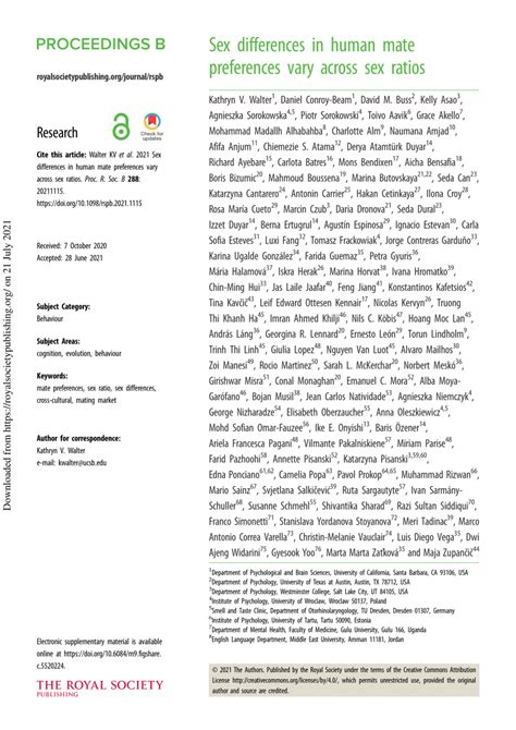 Pdf Sex Differences In Human Mate Preferences Vary Across Sex Ratios