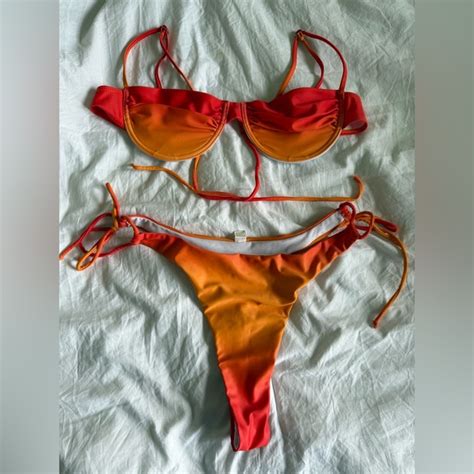 SHEIN Swim Red And Orange Bikini Set Poshmark