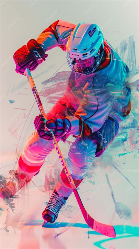 Premium Photo Ice Hockey Player On The Ice In Action Blurred Background