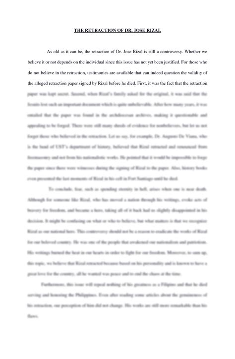 Reaction Paper Retraction Of Rizal Docx Dr Jose Rizal As The Hot Sex