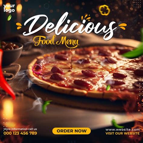 Premium Psd Psd Food Menu And Delicious Pizza Social Media Banner