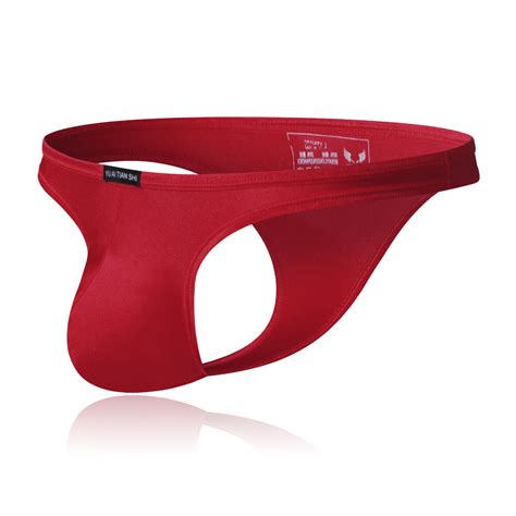 Nylon Smooth Big Pouch Thong Bikini Briefs For Men