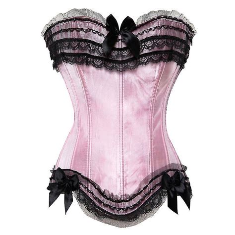 Sexy Satin Spitze Overlay Korsett Bustier Overbust Burlesque Corselet