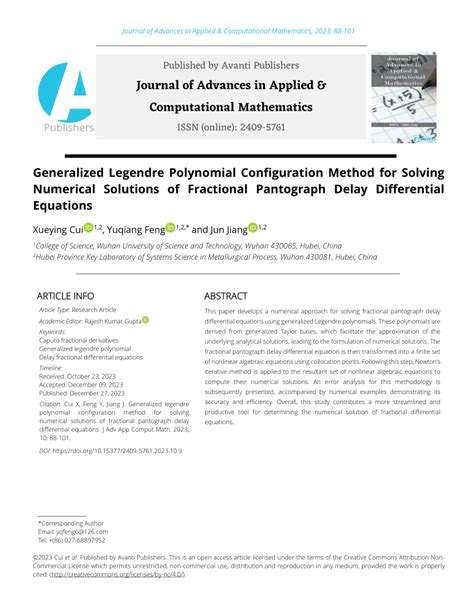 PDF Generalized Legendre Polynomial Configuration Method For Solving