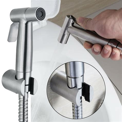 Brushed Stainless Toilet Handheld Bidet Spray Douche Shower Set Toilet